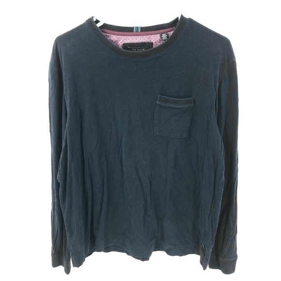 Ted Baker Size XL / 5 Long Sleeve Pocket Tee Shirt Top Blue 100% Cotton - Picture 1 of 9